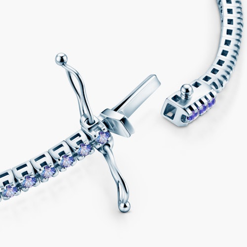 Bransoletka tenisowa Luminy 3,0mm: białe złoto, tanzanity